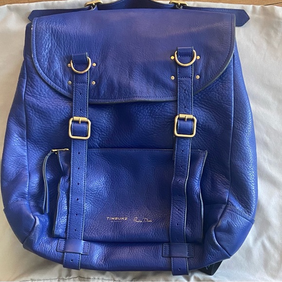 Timbuk2 Blue Leather Backpack - Picture 1 of 9